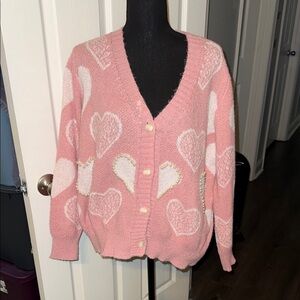 🖤FREE WITH PURCHASE- TEMU PINK HEART OVERSIZED CARDIGAN SIZE M🖤